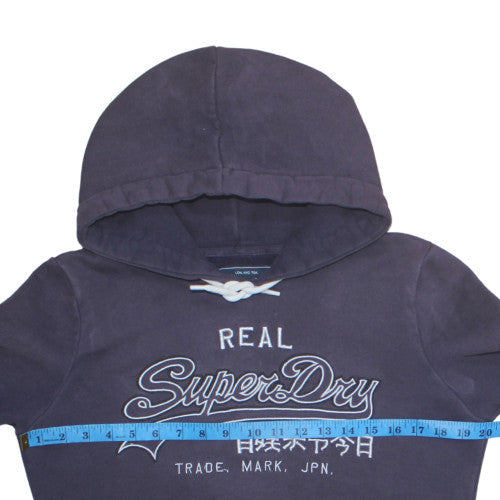 Superdry Women Navy Blue Pullover Hoodie Size L Fleece Lined