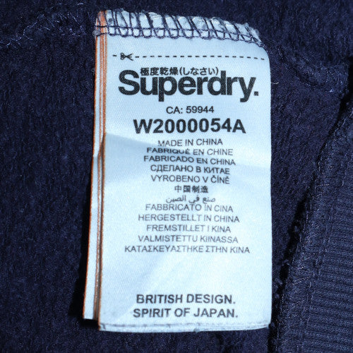Superdry Women Navy Blue Pullover Hoodie Size L Fleece Lined