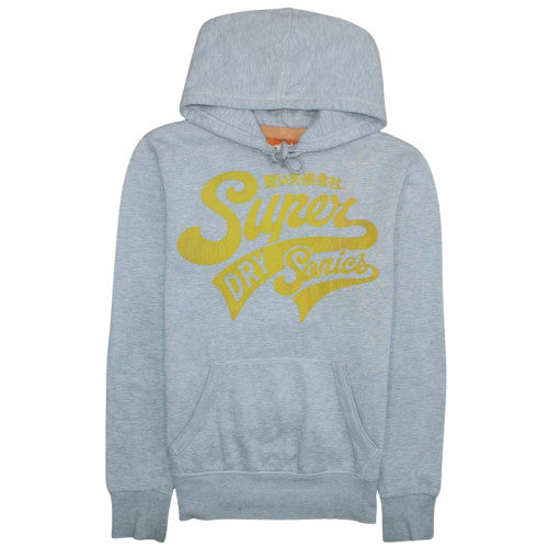 Superdry Men's Grey Pullover Hoodie M Graphic Logo Sweatshirt