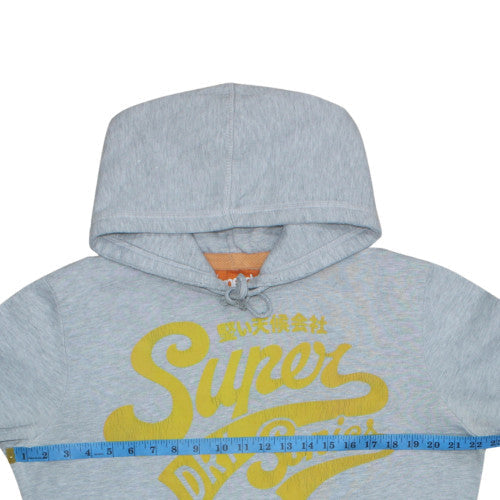 Superdry Men's Grey Pullover Hoodie M Graphic Logo Sweatshirt
