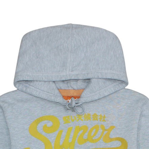 Superdry Men's Grey Pullover Hoodie M Graphic Logo Sweatshirt