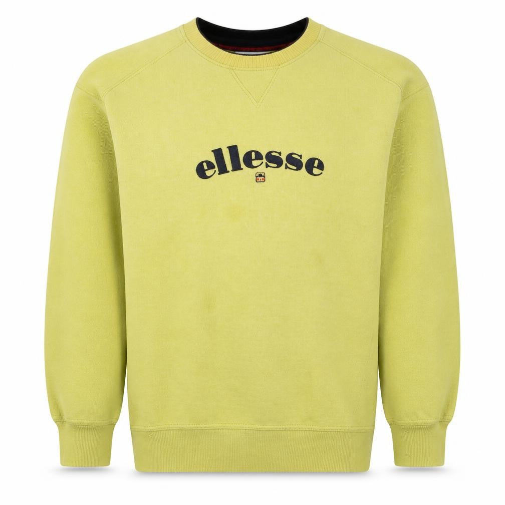 Front view of Ellesse Men's Yellow Logo Pullover Sweatshirt M Regular Fit