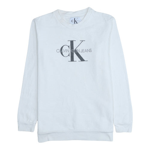 Calvin Klein Jeans Men's White Logo Pullover Sweatshirt M