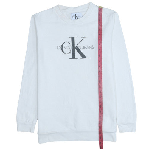 Calvin Klein Jeans Men's White Logo Pullover Sweatshirt M