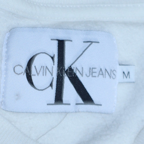 Calvin Klein Jeans Men's White Logo Pullover Sweatshirt M