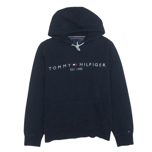 Tommy Hilfiger Men's Blue Pullover Hoodie Size M Embroidered Logo