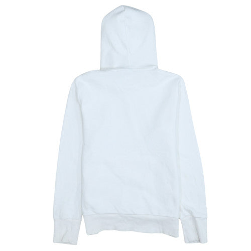 Adidas Womens White Pullover Hoodie S Logo Print Cotton Blend