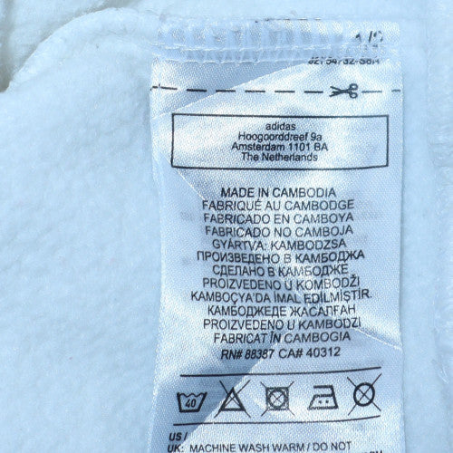 Adidas Womens White Pullover Hoodie S Logo Print Cotton Blend