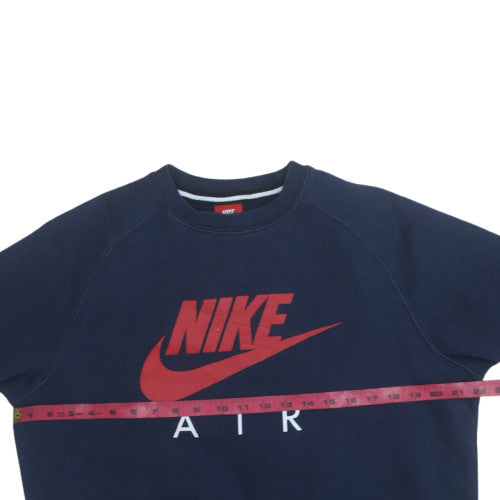 Nike Men Blue Air Logo Crew Neck Pullover Sweatshirt Size S