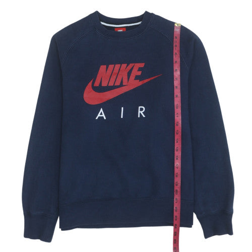 Nike Men Blue Air Logo Crew Neck Pullover Sweatshirt Size S