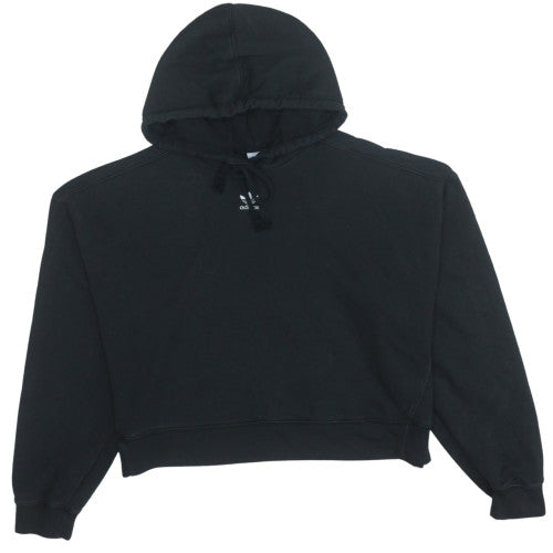 Adidas Womens Black Cropped Pullover Hoodie Size 14 Relaxed Fit