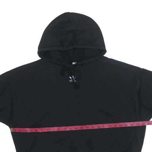 Adidas Womens Black Cropped Pullover Hoodie Size 14 Relaxed Fit