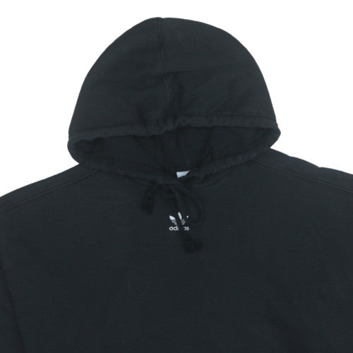 Adidas Womens Black Cropped Pullover Hoodie Size 14 Relaxed Fit