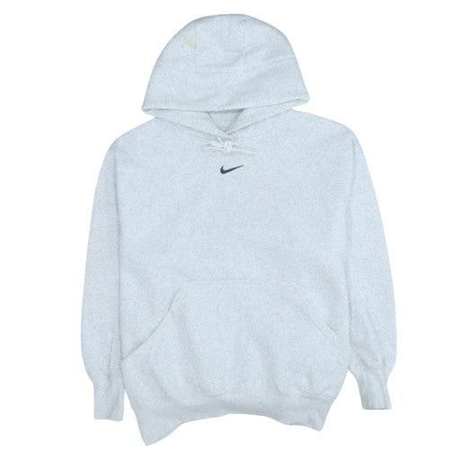 Nike Men Grey Pullover Hoodie L Regular Fit Fleece Sweatshirt