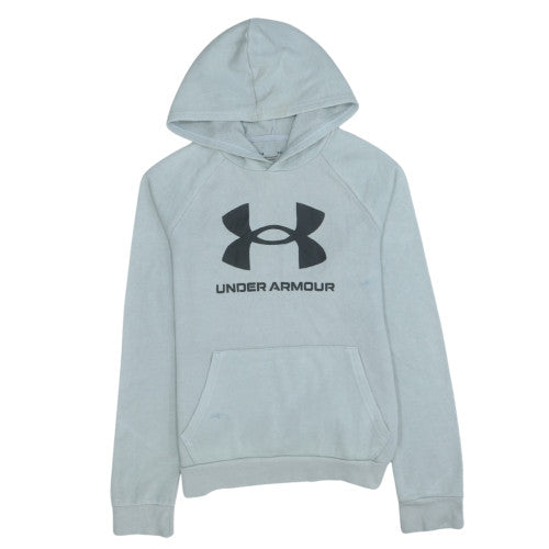 Under Armour Teens Grey Pullover Hoodie YLG Logo Fleece Sportswear