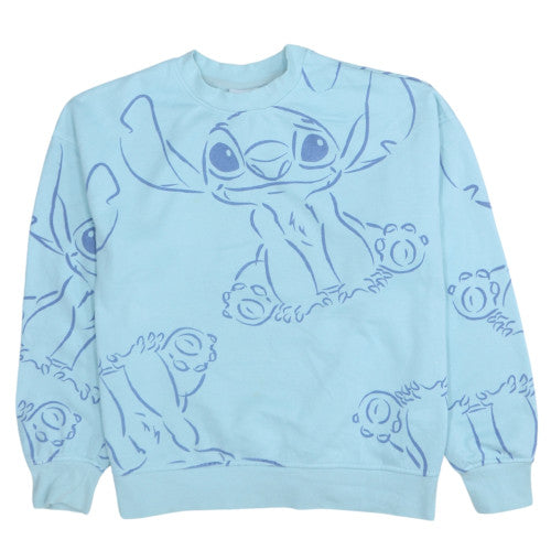Disney Women’s Blue Stitch Sweatshirt Small Crew Neck Pullover