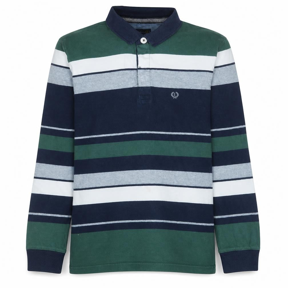 Front view of Lincoln Men's Multicoloured Striped Collared Sweatshirt, size S