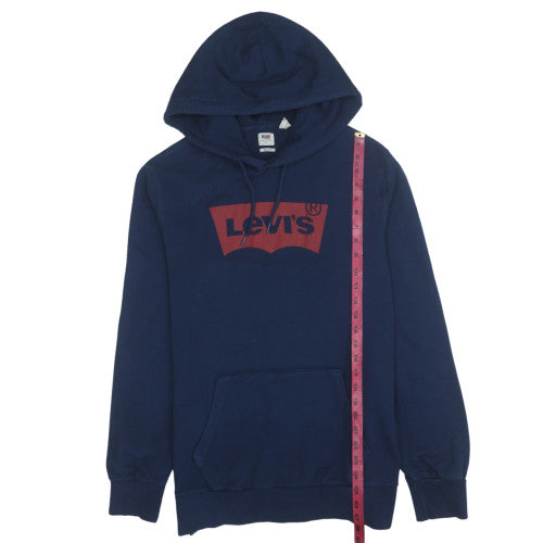 Levi's Mens Blue Logo Pullover Hoodie Size M Fleece Sweatshirt