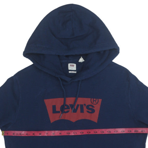 Levi's Mens Blue Logo Pullover Hoodie Size M Fleece Sweatshirt