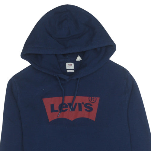 Levi's Mens Blue Logo Pullover Hoodie Size M Fleece Sweatshirt