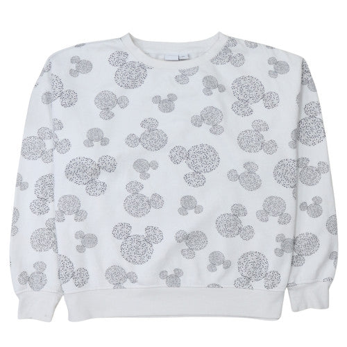 Disney Primark Cares Women White Mickey Sweatshirt L 14/16 Crew Neck
