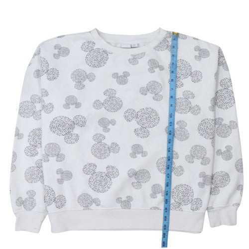 Disney Primark Cares Women White Mickey Sweatshirt L 14/16 Crew Neck