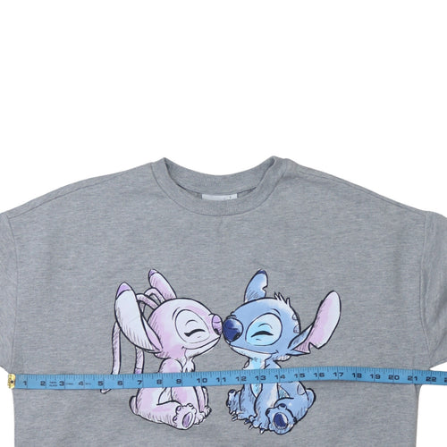 Disney Womens Grey Stitch Sweatshirt Size S Crew Neck Pullover