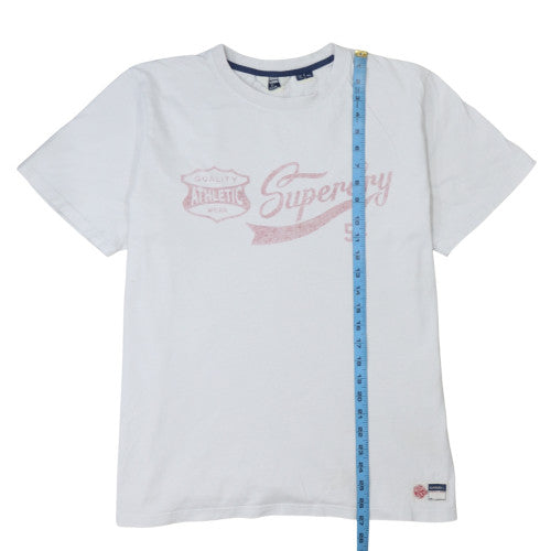 Superdry Men White Cotton Crew Neck Graphic Print T-Shirt Size L