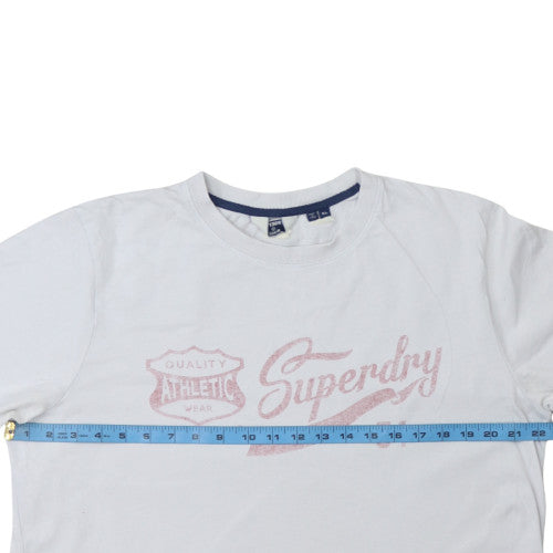 Superdry Men White Cotton Crew Neck Graphic Print T-Shirt Size L
