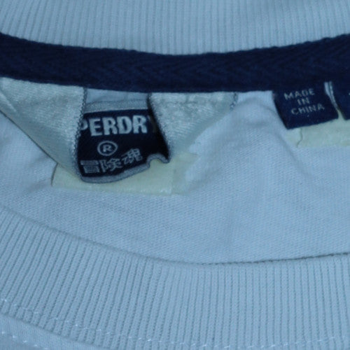 Superdry Men White Cotton Crew Neck Graphic Print T-Shirt Size L