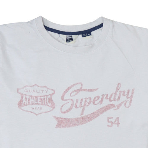 Superdry Men White Cotton Crew Neck Graphic Print T-Shirt Size L