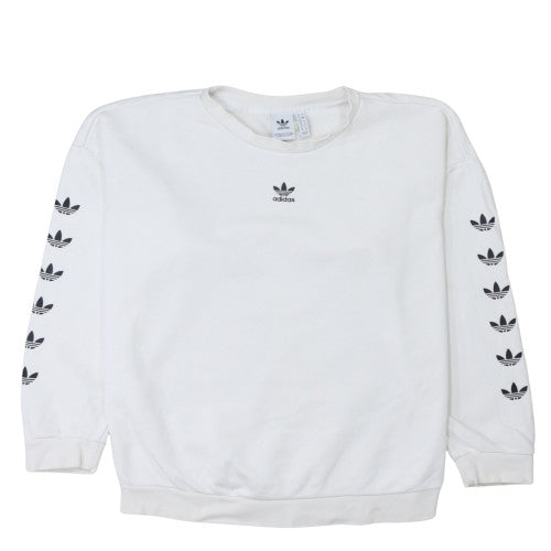 Adidas Womens White Crew Neck Pullover Sweatshirt Size 12