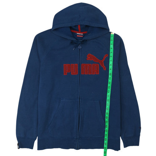 Puma Men's Blue XL Full Zip Hoodie with Logo Design