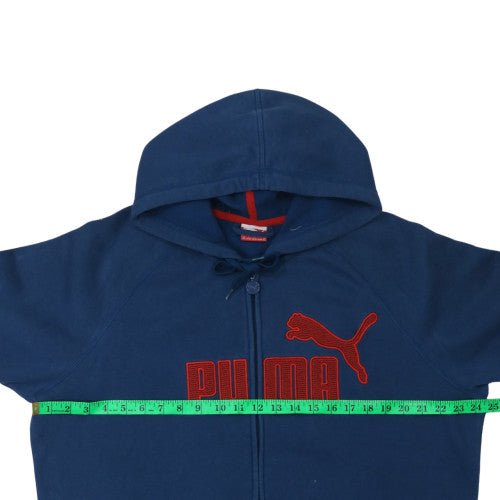 Puma Men's Blue XL Full Zip Hoodie with Logo Design