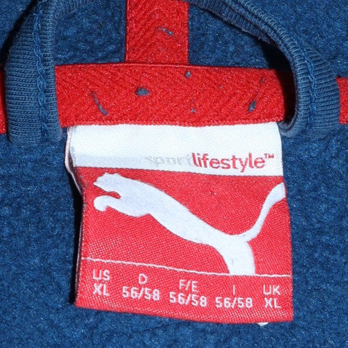 Puma Men's Blue XL Full Zip Hoodie with Logo Design
