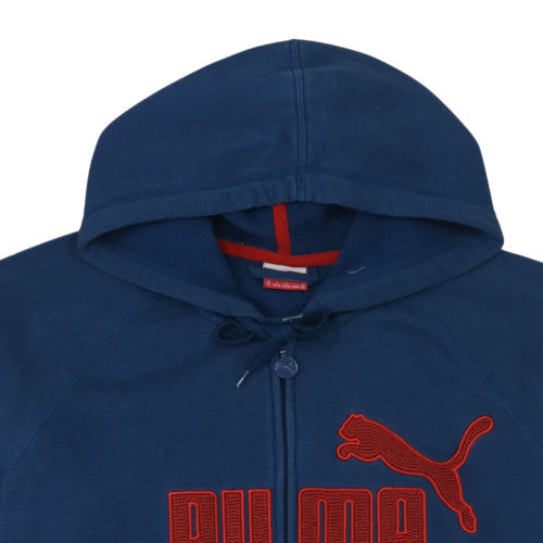Puma Men's Blue XL Full Zip Hoodie with Logo Design