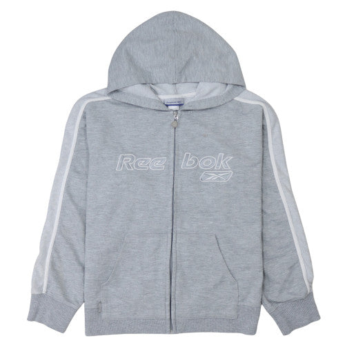 Reebok Womens Grey Full Zip Hoodie Size M Classic Logo Sportswear