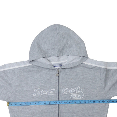Reebok Womens Grey Full Zip Hoodie Size M Classic Logo Sportswear