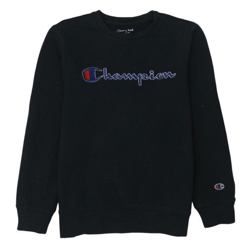 Champion Men's Black Embroidered Logo Crew Neck Sweatshirt L
