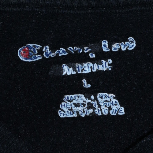 Champion Men's Black Embroidered Logo Crew Neck Sweatshirt L