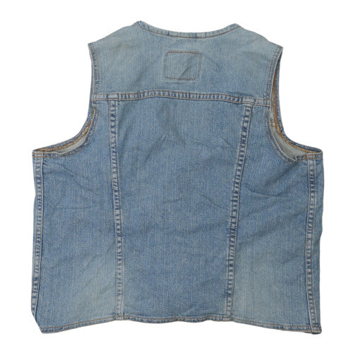 Levi’s Men Blue Denim Waistcoat L Cotton Buttoned Classic Style