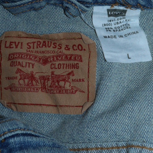 Levi’s Men Blue Denim Waistcoat L Cotton Buttoned Classic Style