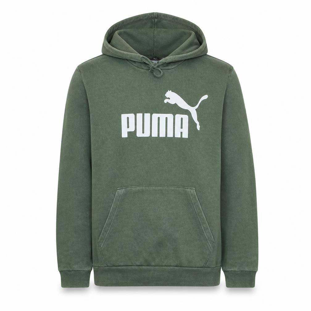 Front view of Puma Men’s Green Pullover Hoodie Small Regular Fit Cotton Blend