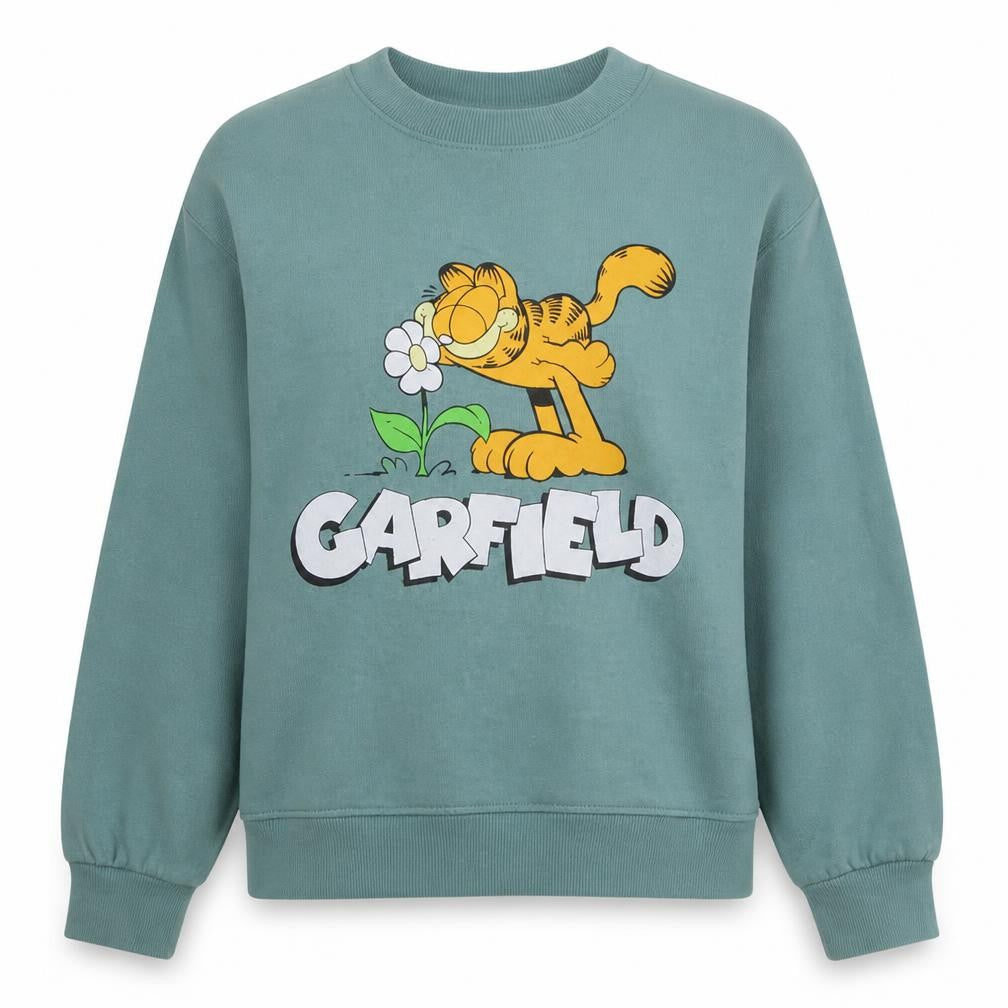 Primark Women XS Blue Garfield Graphic Crew Neck Sweatshirt