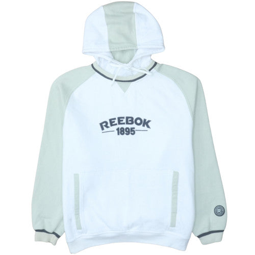 Reebok Men's White Grey Pullover Hoodie L Sports Fleece
