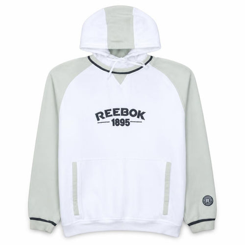 Reebok Men's White Grey Pullover Hoodie L Sports Fleece