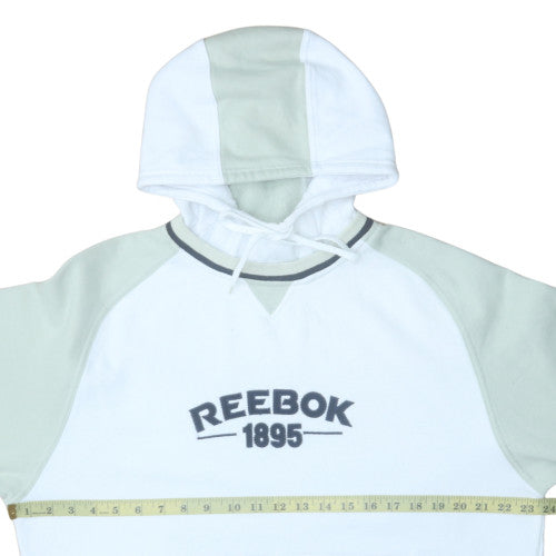 Reebok Men's White Grey Pullover Hoodie L Sports Fleece