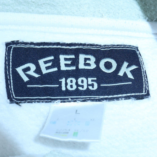 Reebok Men's White Grey Pullover Hoodie L Sports Fleece
