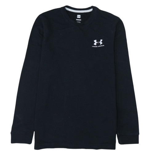 Under Armour Mens Black Medium Pullover Sweatshirt Logo Crew Neck