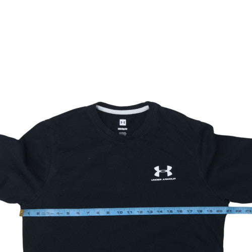 Under Armour Mens Black Medium Pullover Sweatshirt Logo Crew Neck